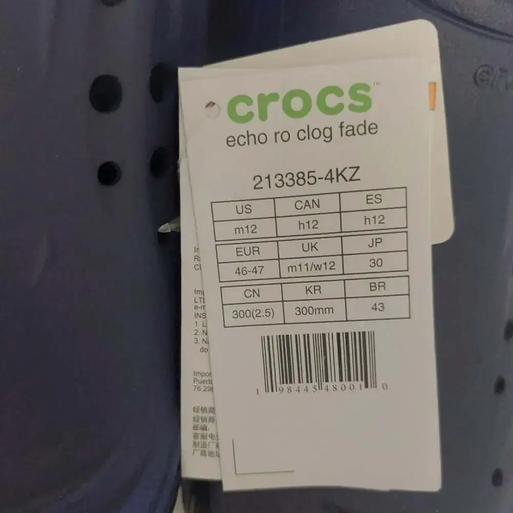 Crocs Echo Ro Clog Fade Blue Bolt Mens Size 12 Slip On Rubber Sole Sandals NWT